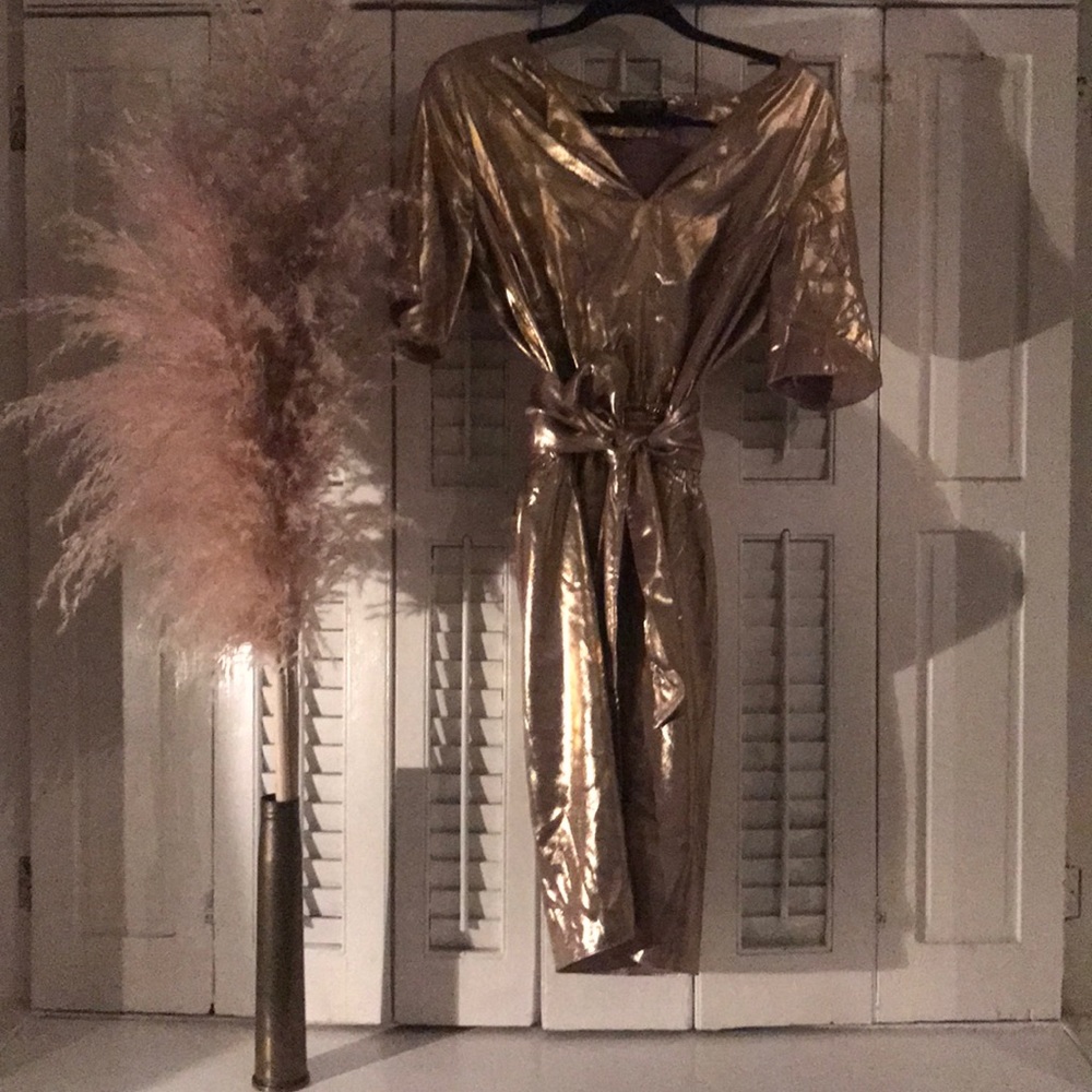 Gold metallic cocktail dress